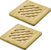 Westmark Onderzetters Tapas + Friends – vierkante onderzetters om de tafel te beschermen tegen krassen en brandplekken, ideaal voor de eettafel – bamboe, 17 x 17cm, 2 stuks