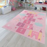 TT Home Kinderkamer tapijt, antislip, hart, wolk, vlinder, 120 x 160 cm, Roze