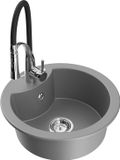 Mexen Diego évier en granit 1 bac avec robinet de cuisine Aster, gris