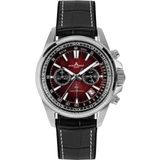 Jacques Lemans 1-2117ZP Polshorloge Heren Zwart Rood Staal Leer Kwarts