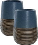 Item International Tandenborstelbeker - 2x - Polystone - Marineblauw - 11 cm