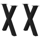 vidaXL Eettafelpoten - 2 stuks - X-vormig - 70x(72-73) cm - Staal - Zwart