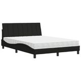 VidaXL Bed met matras "Hanko", zwart, 140x200 cm, met stoffen bekleding