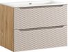 Meuble de salle de bain en chêne avec fraisage beige 80 cm avec vasque en céramique 81 cm