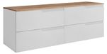 3xE living meuble bas de salle de bain, blanc/chêne, 120 x 46 x 58 cm