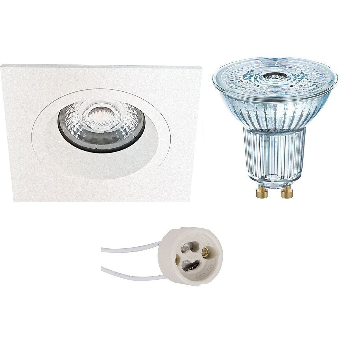 Osram LED Spot Set - PAR16 940 36D - Pragmi Rodos Pro - GU10 - Dimbaar - Vierkant - Wit - 3.7W - 4000K - 93mm