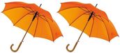 Inspirion Gmbh 4x pièces parapluie orange avec manche en bois courbé 103 cm