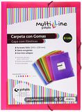 Grafoplás 4801854 – verpakking met 6 mappen, met elastieken, roze, formaat folie, polypropyleen, serie Multiline