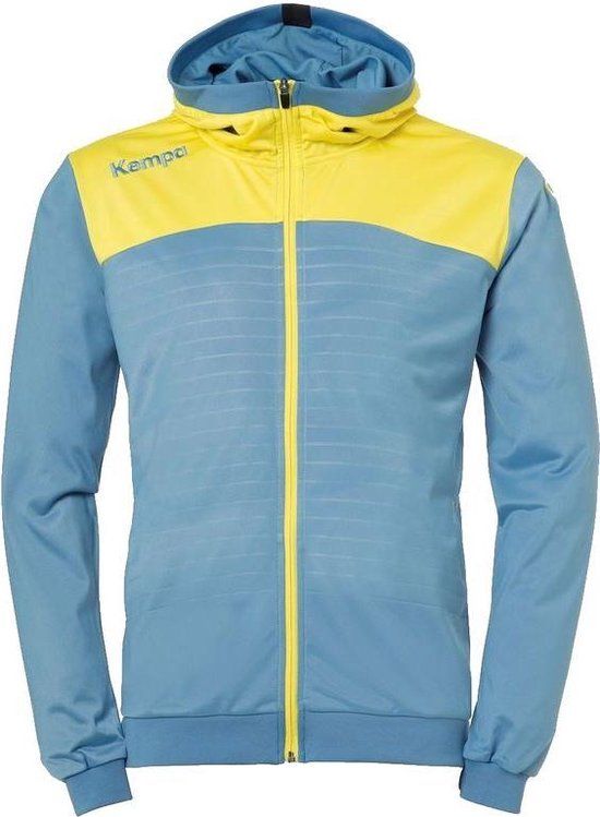 Kempa Emotion 2.0 Jas met Capuchon Kind Dove Blauw-Limoen Geel Maat 128