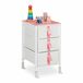 Relaxdays ladekast kinderkamer, 3 stoffen lades, HxBxD: 61,5 x 36 x 40,5 cm, speelgoedkast met metalen frame, wit/roze