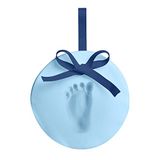 Pearhead Babyprints Baby's eerste handafdruk of voetafdruk ornamentkit, eenvoudig doe-het-zelf kleiset, kerst-babyaandenkencadeau, blauw
