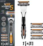 BIC Hybrid 5 Flex - Scheermesjes - Voor Mannen - 5 Titanium Scheerbladen - Heren Scheermes Houder met 3 Navullingen - 1 set