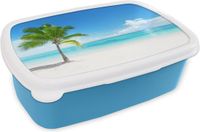 MuchoWow Broodtrommel - Blauw - Palmboom - 18x12x6 cm - Lunchbox voor Kinderen