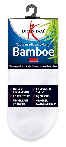 Lucovitaal Bamboe Enkelsokken Wit 35-38