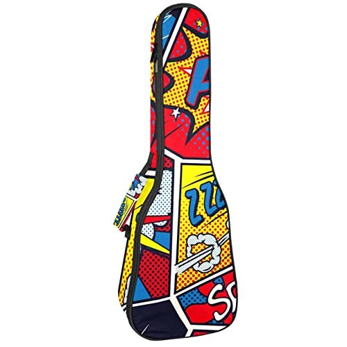 Mersov Concert Ukelele Rugzak, Heavy Duty Ukulele Case Tas met Opslag, Sopraan Concert Tenor Ukelele 10 MM Gewatteerde Tas Pop Art