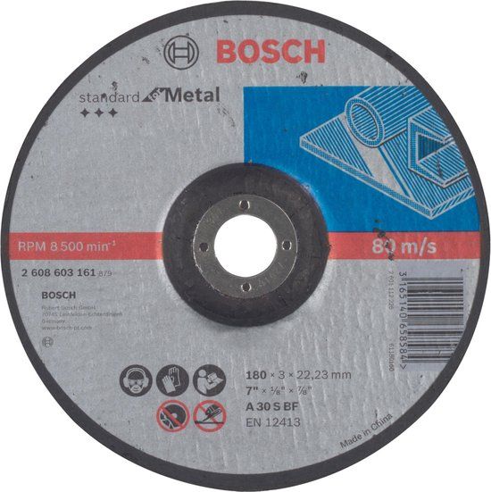 Bosch Doorslijpschijf gebogen Standard for Metal A 30 S BF, 180 mm, 22,23 mm, 3,0 mm