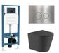 QeramiQ Dely Toiletset - inbouwreservoir Qeramiq Flush - slim zitting - metaal RVS bedieningsplaat - ronde knoppen - mat zwart