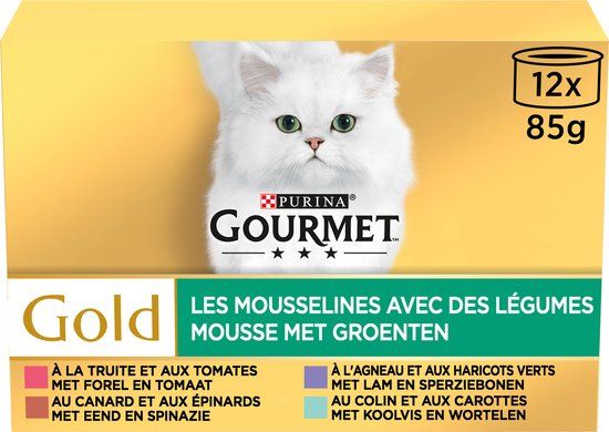 Gourmet Gold Fijne Mousse met Groenten Kattenvoer 2x12x85g