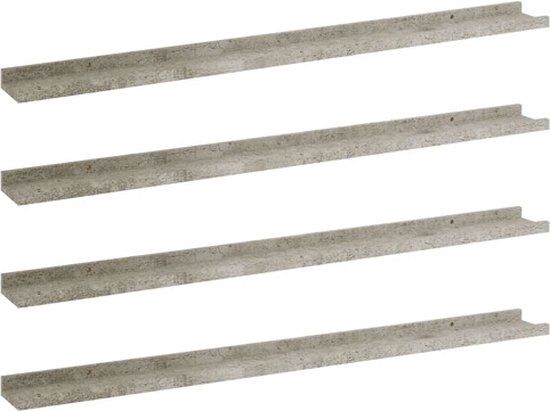 vidaXL Wandschappen - Set van 4 - 100x9x3 cm - Betongrijs