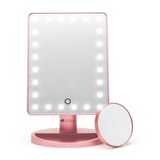 Rio 24 LED Mirror Make-up spiegel Cosmeticaspiegel Rechthoek Roségoud Op standaard Batterij Ja