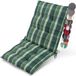 Beautissu Sun-NL Premium Kussen met lage rugleuning 100x50 cm résistant aux UV et coussin de 8 cm d'épaisseur pour chaise de jardin avec sangles antidérapantes Tissu résistant carreaux verts à rayures