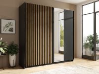 GONZOLA Armoire GONZOLA 2 portes coulissantes 200 cm noir/chêne artisan
