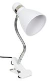 Lampe de bureau avec pince, douille E27, haut-parleur Bluetooth, blanc, métal