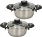 Excellent Houseware Set de casseroles - 2x - couvercle en verre - Inox - 3,5 et 5,4 litres