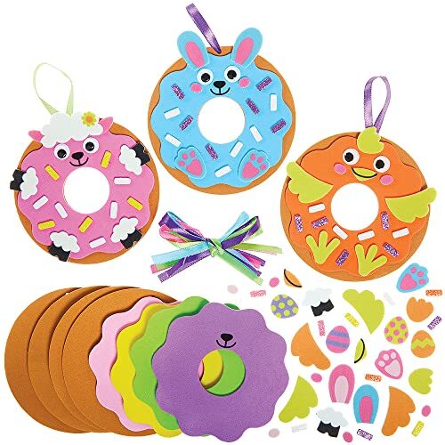 Baker Ross FX541 Pasen Donut sets - Set van 8, Kinder Schuim Knutselpakket voor Pasen