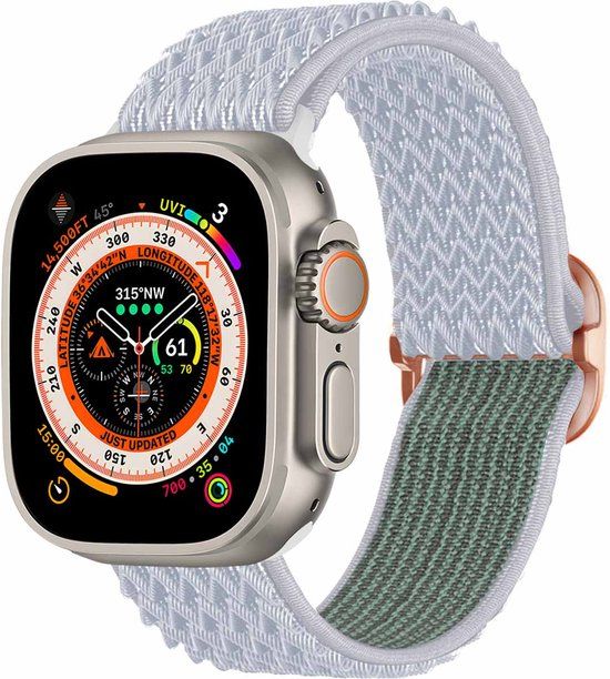 iMoshion Apple Watch Bandje - Elastisch Nylon - Lichtgrijs - 42/44/45/49mm