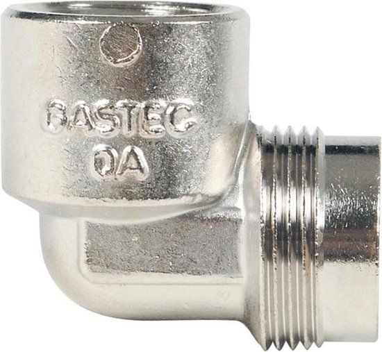 Gastec haakse Gascomfoor aansluiting 1/2" chroom RVS 50 mbar