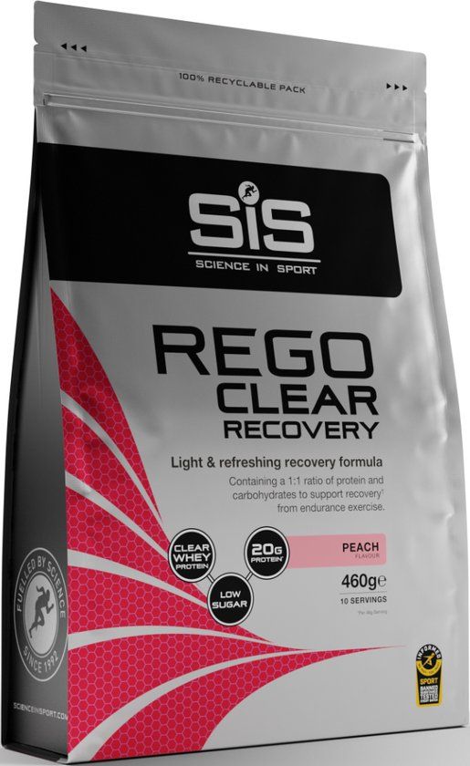 Science in Sport SIS REGO Clear Whey Isolaat Protein Recovery Drink Peach Smaak 460 gram