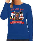 Bellatio Decorations Foute Kersttrui sweater - Blauw - Dames - XXL