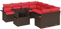 vidaXL Tuinbank - Set - 9 - st - Bruin - [Synthetisch]: - Poly - Riet