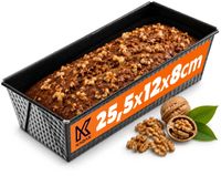 KADAX Rechthoekige bakvorm van plaatstaal met antiaanbaklaag, broodvorm, broodvorm, broodvorm, vierkante broodbakvorm (25,5 x 12 cm, zwart)