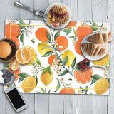 CREARREDA Placemats Americana Citrus, set van 4 ontbijtplankjes van pvc, 48 x 33 cm, antislip, wasbaar, vuilafstotend, hittebestendig, Made in Italy
