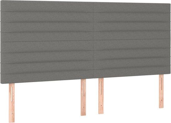 vidaXL Hoofdbord - Donkergrijs - 180x5x118/128 cm - Stof