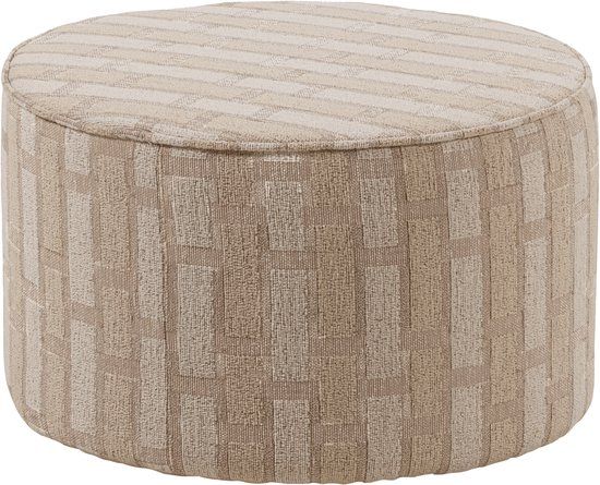 WOOOD Sarli Poef Laag Dessin - Chenille - Naturel/Beige - 36x60x60