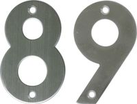 AMIG Huisnummer 89 - massief Inox RVS - 10cm - incl. bijpassende schroeven - zilver