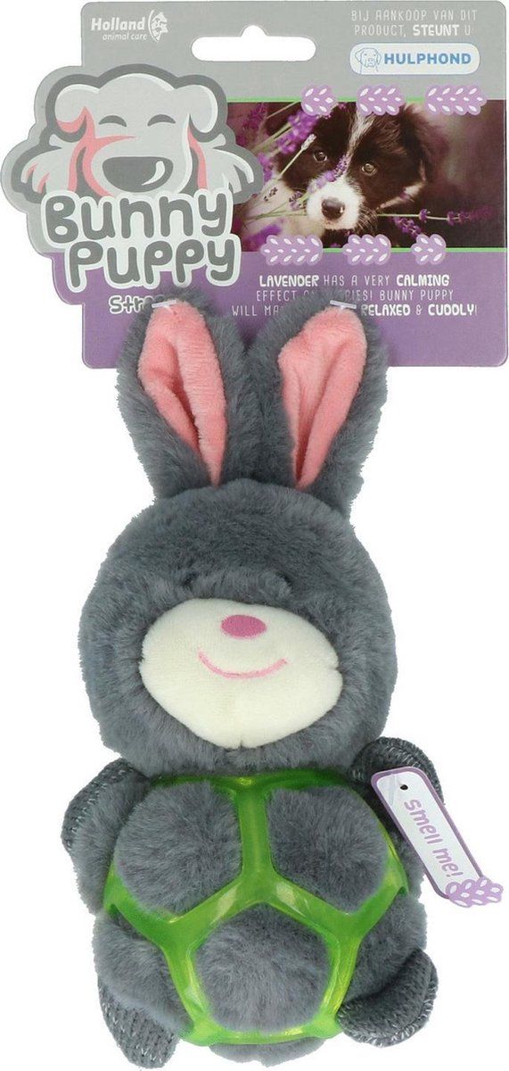 Bunny Puppy Strappy Hondenknuffel Grijs&Roze - 26x13x7 cm
