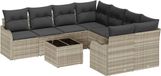 vidaXL Tuinbank Set 9-delig 8-Zits Lichtgrijs Polywood