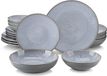 vancasso KARST, 16-delige serviesset, aardewerk, combinatie servies, serviesset in vintage stijl voor 4 personen, grijs