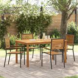vidaXL Eettafel Set Zwart Massief Acacia Hout