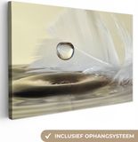OneMillionCanvasses Canvas schilderij - Veer - Water - Wit - 30x20 cm