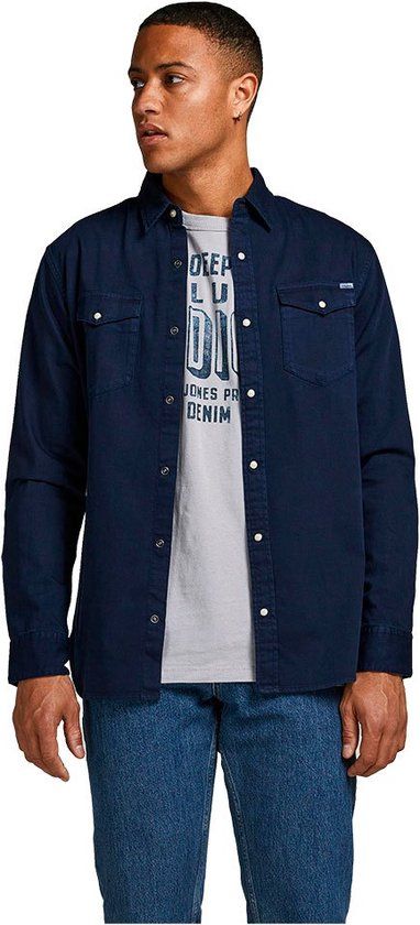 JACK&JONES - JJESHERIDAN SHIRT L/S NOOS - Dark Navy - Men - Size M
