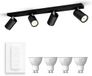 Philips Hue Kosipo Spot encastré (Noir) - Lumière blanc chaud - Interrupteur variateur Hue inclus - Spot de plafond avec 4 points lumineux - GU10 - Hue White