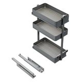 Emuca - Harmony uitschuifbaar karretje met softclose, module breedte 300mm x hoogte 800mm, Staal en Hout, Antracietgrijs