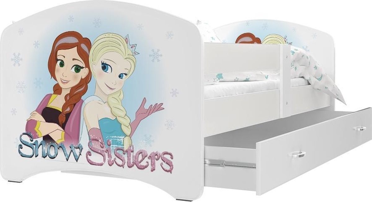 Viking Choice Kinderbed Frozen prinsessen 90x200cm - wit -met lade - zonder matras