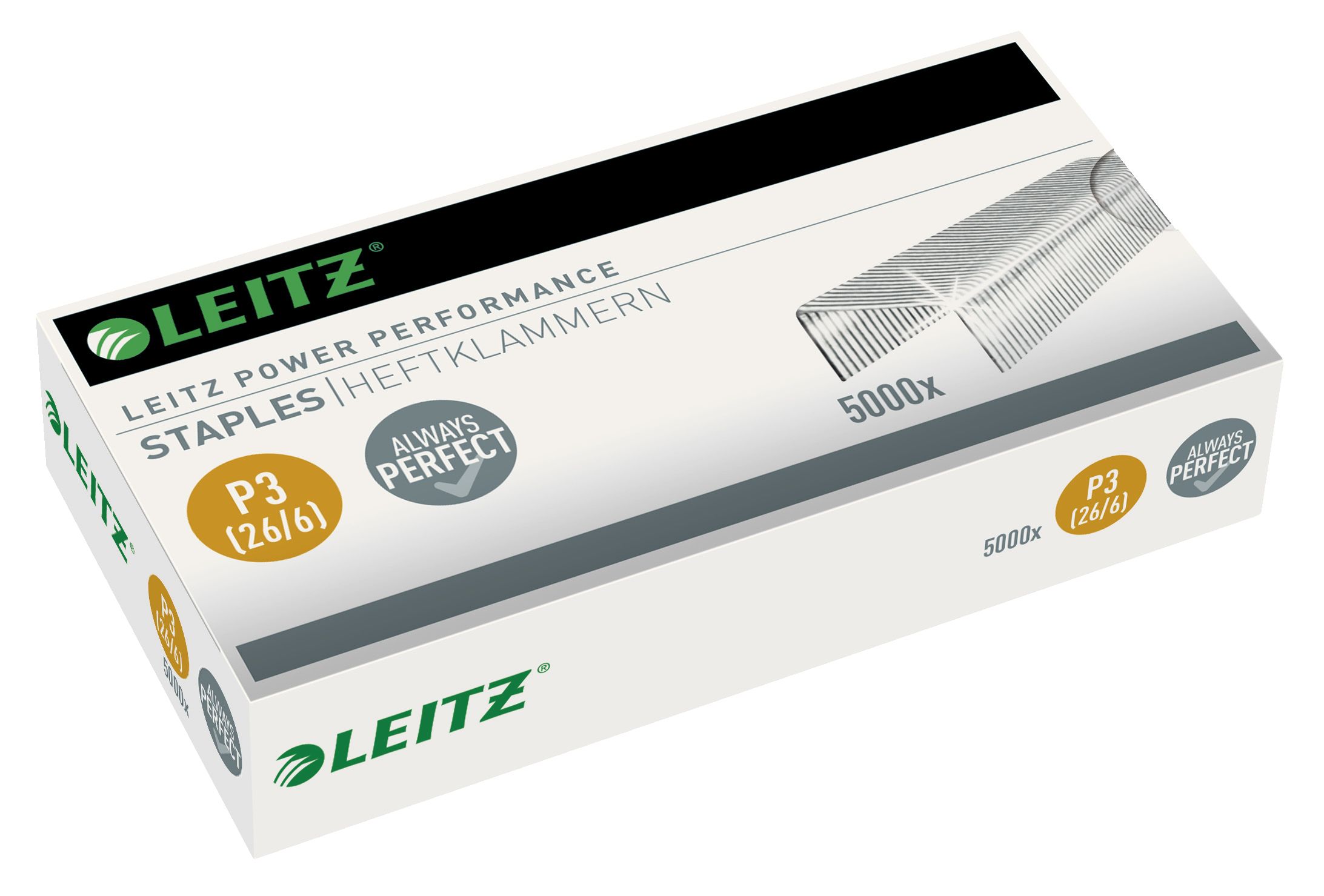 Leitz 26/6 Staples Pack - 5000 Pieces - Metallic