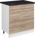 Vicco R-Line meuble bas de cuisine, Sonoma/Blanc, 80 cm avec 3 tiroirs plan de travail anthracite